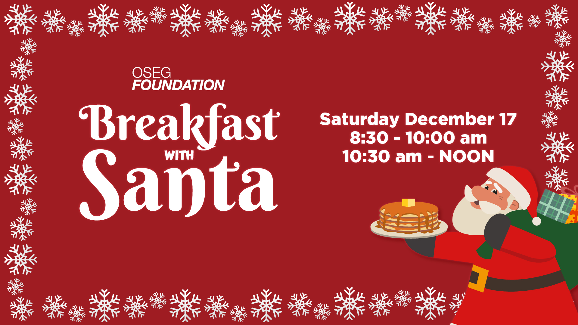 Breakfast with Santa Saturday Dec 17 2022